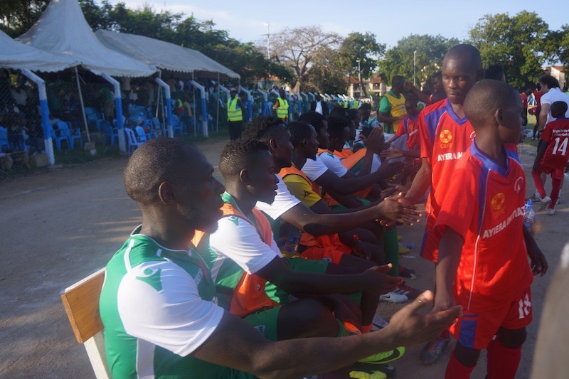 Ayiera Initiative participants meet some Gor Mahia players during a KPL match